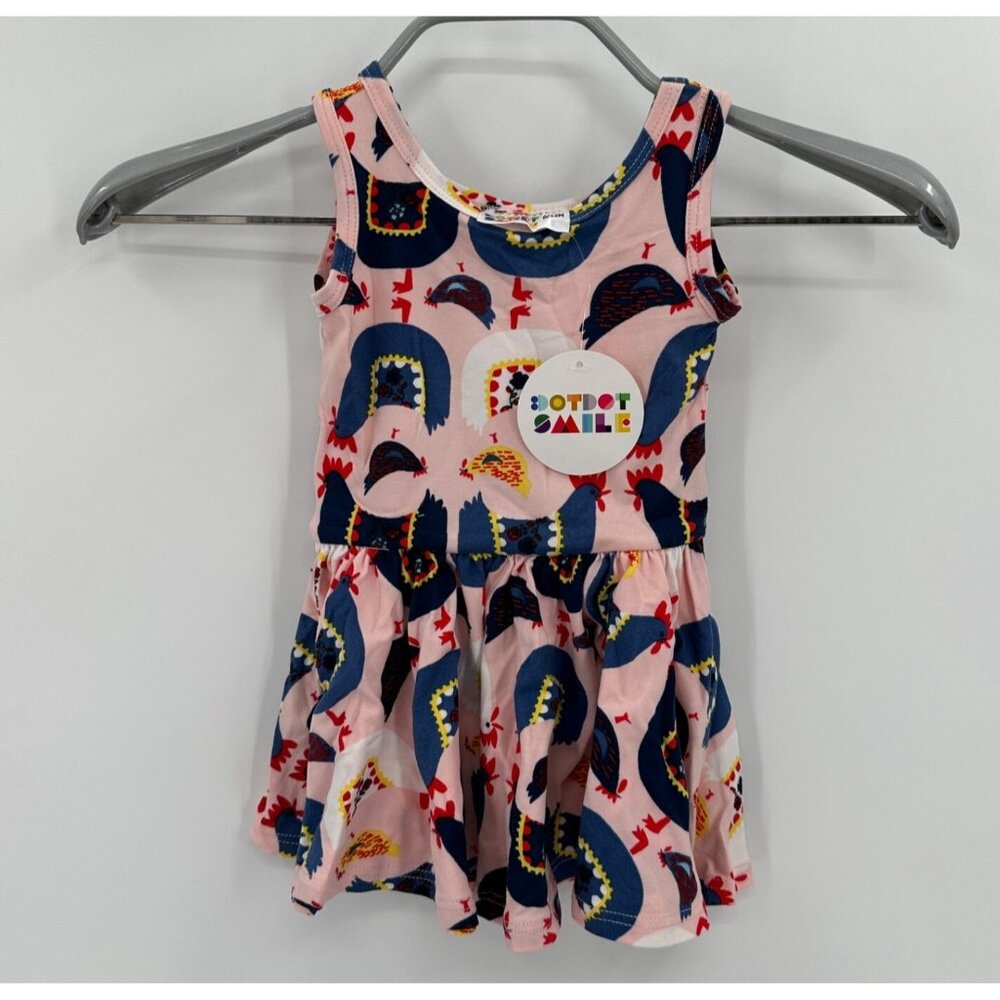 Dot Dot Smile Girl's Cap Sleeve Dress 6-12 Months Short Sleeve Pink Chickens